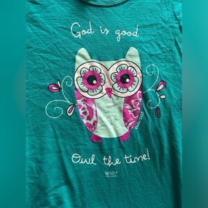God is Good Owl The Time womens t-shirt.